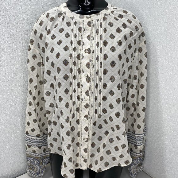 Veronica Beard Women’s Lollie Paisley Button-Down Blouse – White Dove/Multi – S - Picture 1 of 12